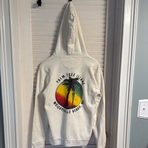 Palm Tree Island Hoodie - White with Multicolor Design Unisex
